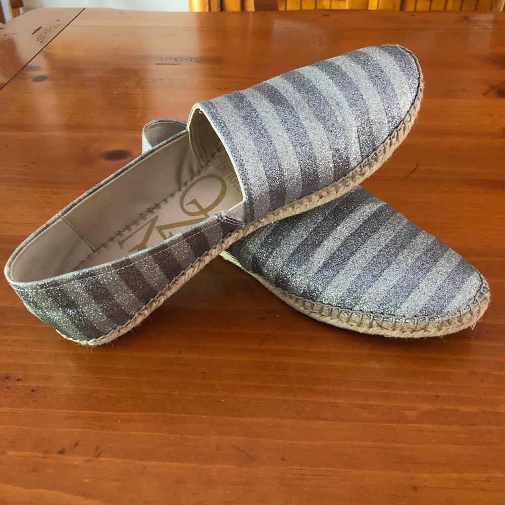 Womens Enzo Angiolini Austyn Espadrille Sandals Pewter Silver Size 9